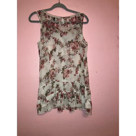 Fang babydoll tiered floral boho sheer tank top size XL - Picture 4 of 7
